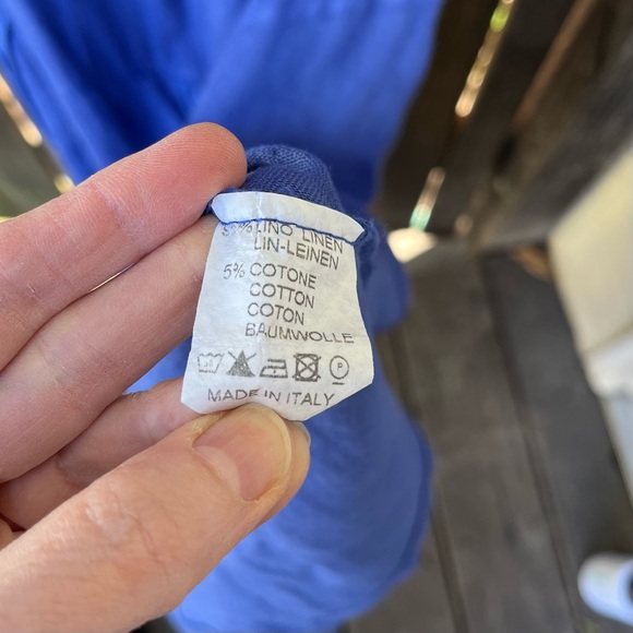 Inizio Linen Blue Dress Sz M - Picture 6 of 12